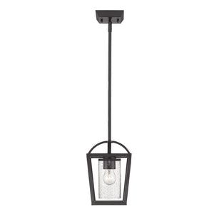 Mercer Mini Pendant in Matte Black with Matte Black accents and Seeded Glass