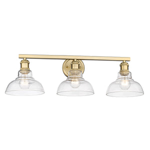 Carver BCB 3 Light Bath Vanity in Brushed Champagne Bronze with Clear Glass Shade