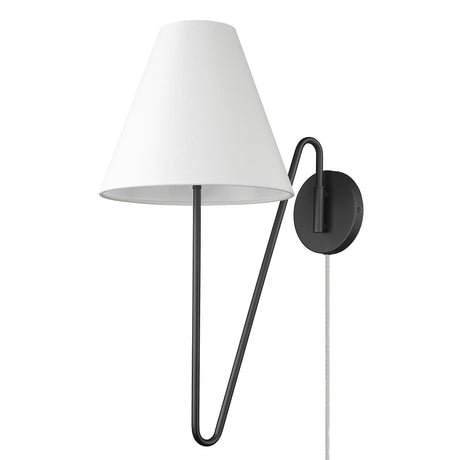 Kennedy 1 Light Articulating Wall Sconce in Natural Black with Ivory Linen Shade