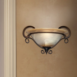 Meridian 1 Light Wall Sconce in Golden Bronze with Antique Marbled Glass