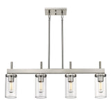 Winslett Linear Pendant in Pewter with Ribbed Clear Glass Shades
