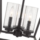 Mercer 3 Light Pendant in Matte Black with Matte Black accents and Seeded Glass