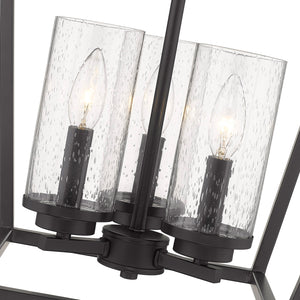 Mercer 3 Light Pendant in Matte Black with Matte Black accents and Seeded Glass