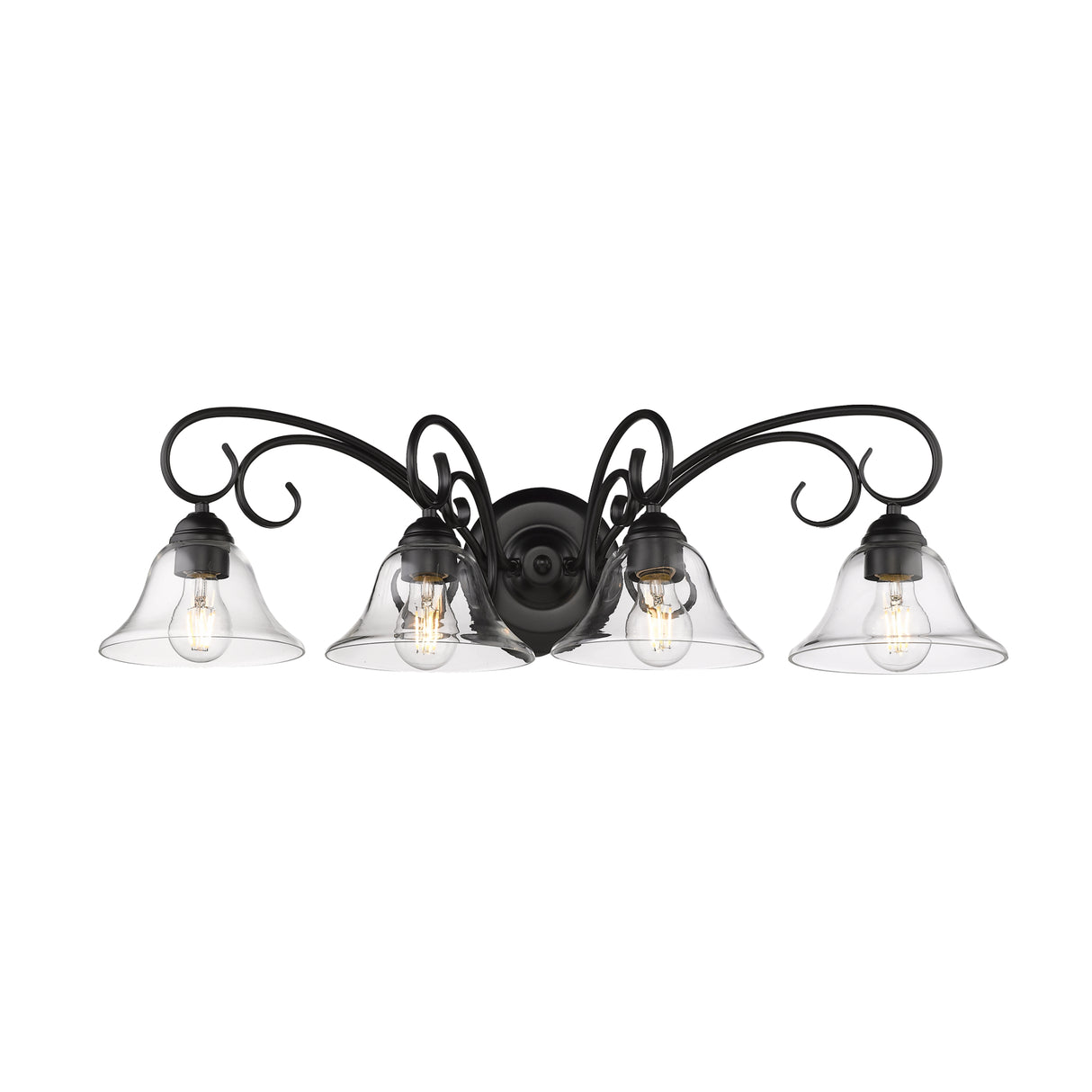 Homestead 4 Light Bath Vanity in Matte Black with Clear Glass
