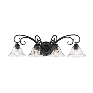 Homestead 4 Light Bath Vanity in Matte Black with Clear Glass