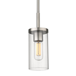 Winslett Mini Pendant in Pewter with Ribbed Clear Glass Shade