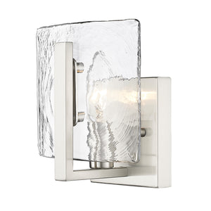 Aenon 1-Light Wall Sconce in Pewter with Hammered Water Glass Shade