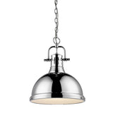 Duncan 1 Light Pendant with Chain in Chrome with a Chrome Shade