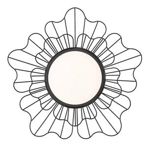 Yasmin NB Flush Mount - 24" in Natural Black with Opal Glass Shade