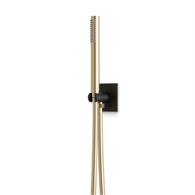 Artos Otella Flexible Hose Handshower Kit with 3.25" Escutcheon Plate Satin Brass / Matte Black – F902-45SBB