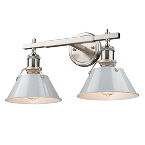 Orwell PW 2 Light Bath Vanity in Pewter with Dusky Blue Shade