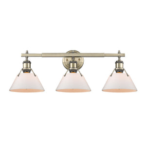 Orwell AB 3 Light Bath Vanity in Aged Brass with Opal Glass Shades