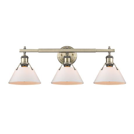 Orwell AB 3 Light Bath Vanity in Aged Brass with Opal Glass Shades