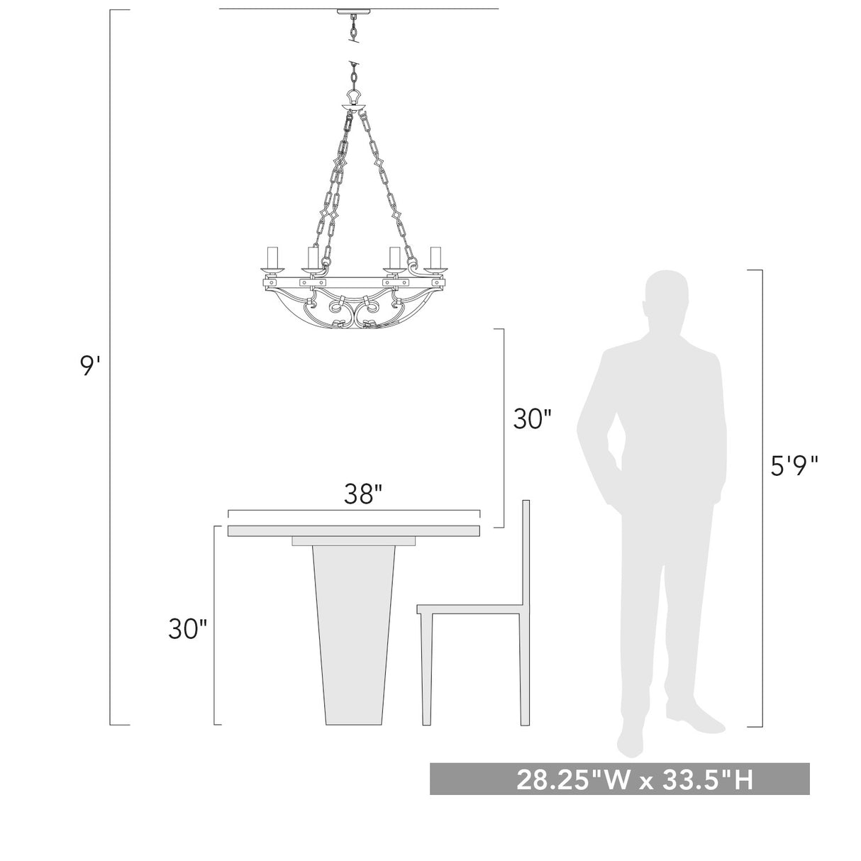 Madera 6-Light Chandelier in Black Iron