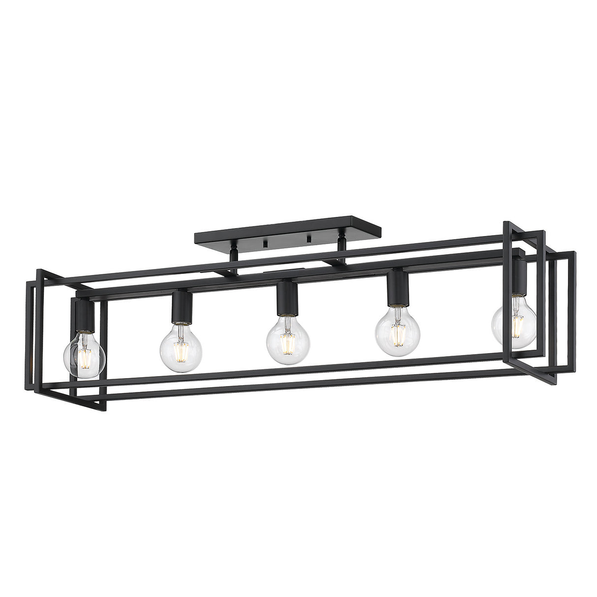 Tribeca Linear Pendant in Matte Black with Matte Black Accents
