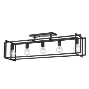 Tribeca Linear Pendant in Matte Black with Matte Black Accents