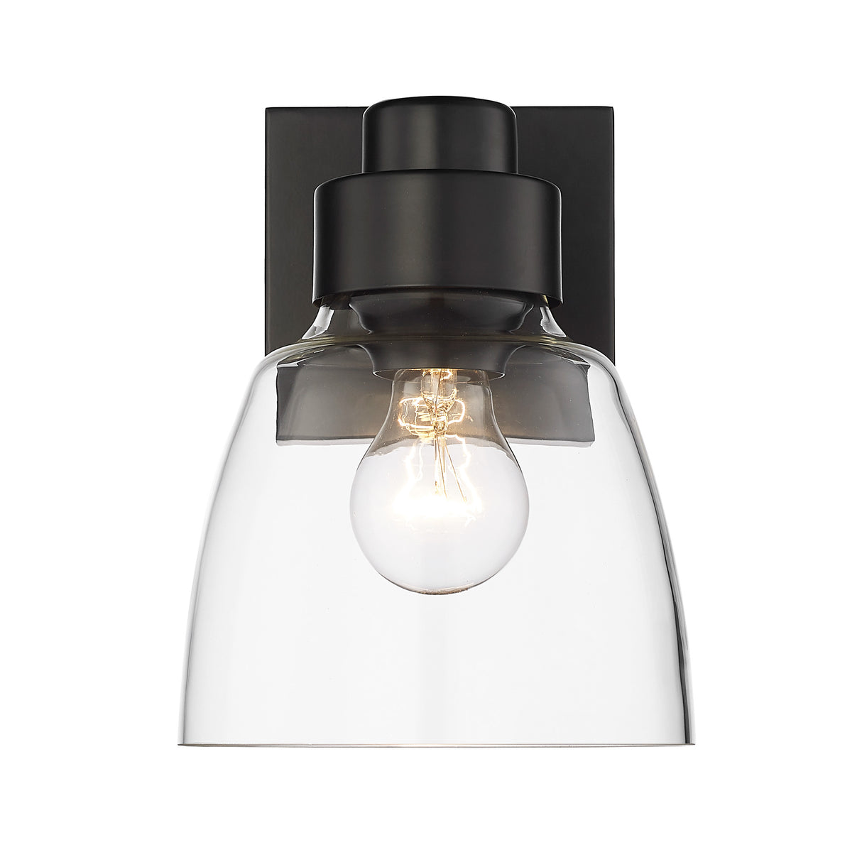 Remy 1 Light Wall Sconce in Matte Black with Clear Glass Shade