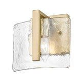 Aenon 1-Light Wall Sconce in Brushed Champagne Bronze with Hammered Water Glass Shade
