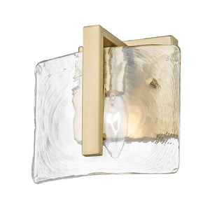 Aenon 1-Light Wall Sconce in Brushed Champagne Bronze with Hammered Water Glass Shade