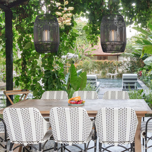Seabrooke 1 Light Pendant - Outdoor in Natural Black with Black Composite Wicker Shade