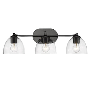 Roxie 3 Light Semi-Flush in Matte Black with Matte Black Accents and Clear Glass Shade