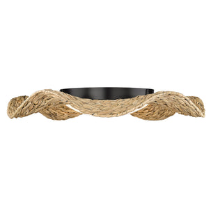 Macy Flush Mount - 21" in Matte Black with Woven Sweet Grass Shade