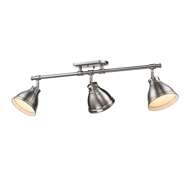 Duncan 3 Light Semi-Flush - Track Light in Pewter with Pewter Shades