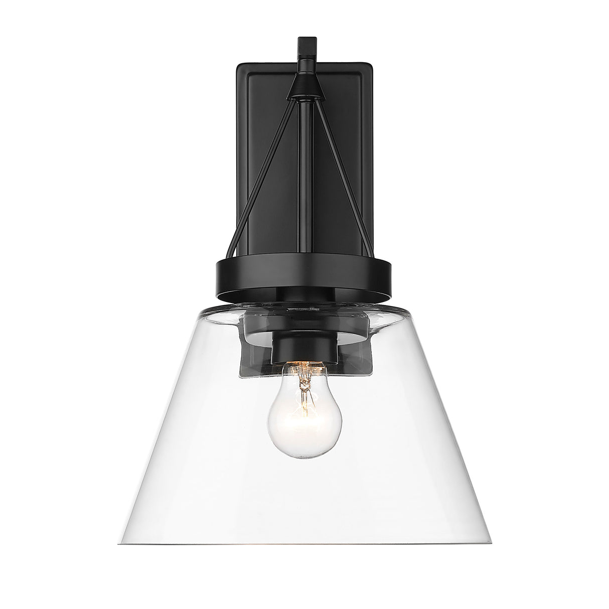 Penn 1 Light Wall Sconce in Matte Black with Clear Glass Shade