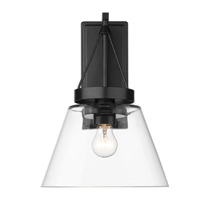 Penn 1 Light Wall Sconce in Matte Black with Clear Glass Shade