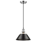 Orwell PW 1 Light Pendant - 10" in Pewter with Black Shade