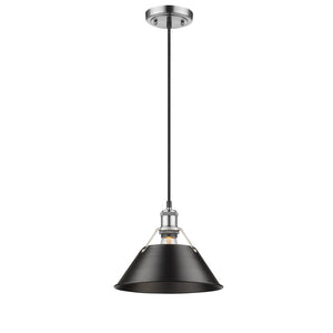 Orwell PW 1 Light Pendant - 10" in Pewter with Black Shade