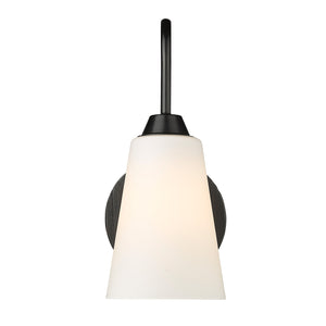 Neela 1 Light Wall Sconce in Matte Black with Opal Glass Shade