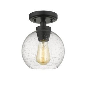 Galveston Flush Mount in Black with Seeded Glass