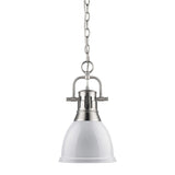 Duncan Small Pendant with Chain in Pewter with a White Shade
