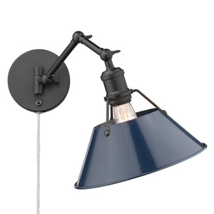 Orwell BLK Articulating 1 Light Wall Sconce with Matte Navy Shade
