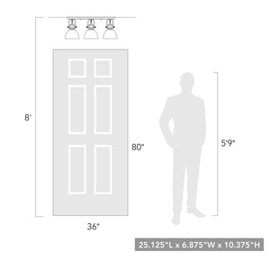 Hines 3-Light Semi-Flush in Matte Black with Seeded Glass
