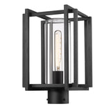 Tribeca NB Post Mount - Outdoor in Natural Black with Clear Glass Shade