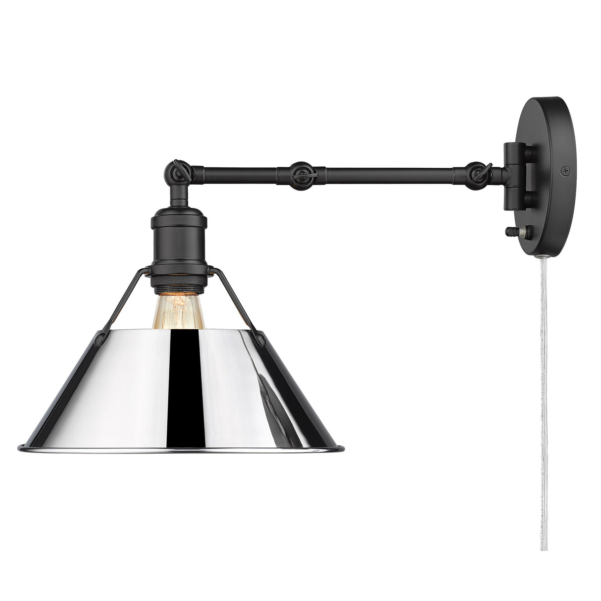Orwell BLK Articulating 1 Light Wall Sconce with Chrome Shade
