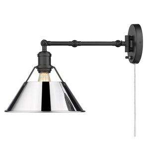 Orwell BLK Articulating 1 Light Wall Sconce with Chrome Shade