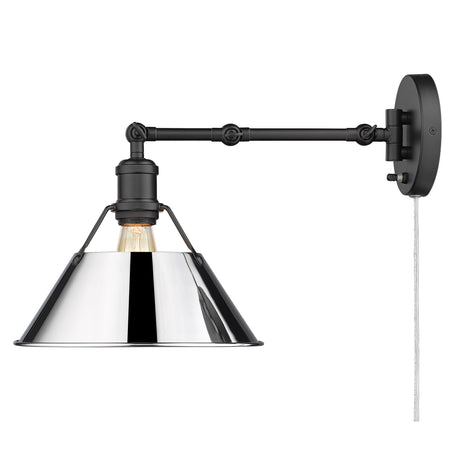 Orwell BLK Articulating 1 Light Wall Sconce with Chrome Shade