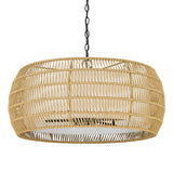 Everly 6 Light Chandelier in Matte Black with Natural Rattan Shade