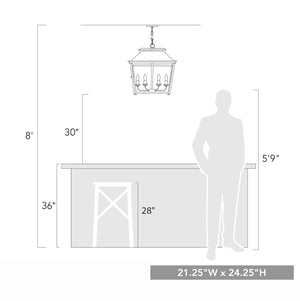 Abingdon 4-Light Pendant in Antique Black Iron