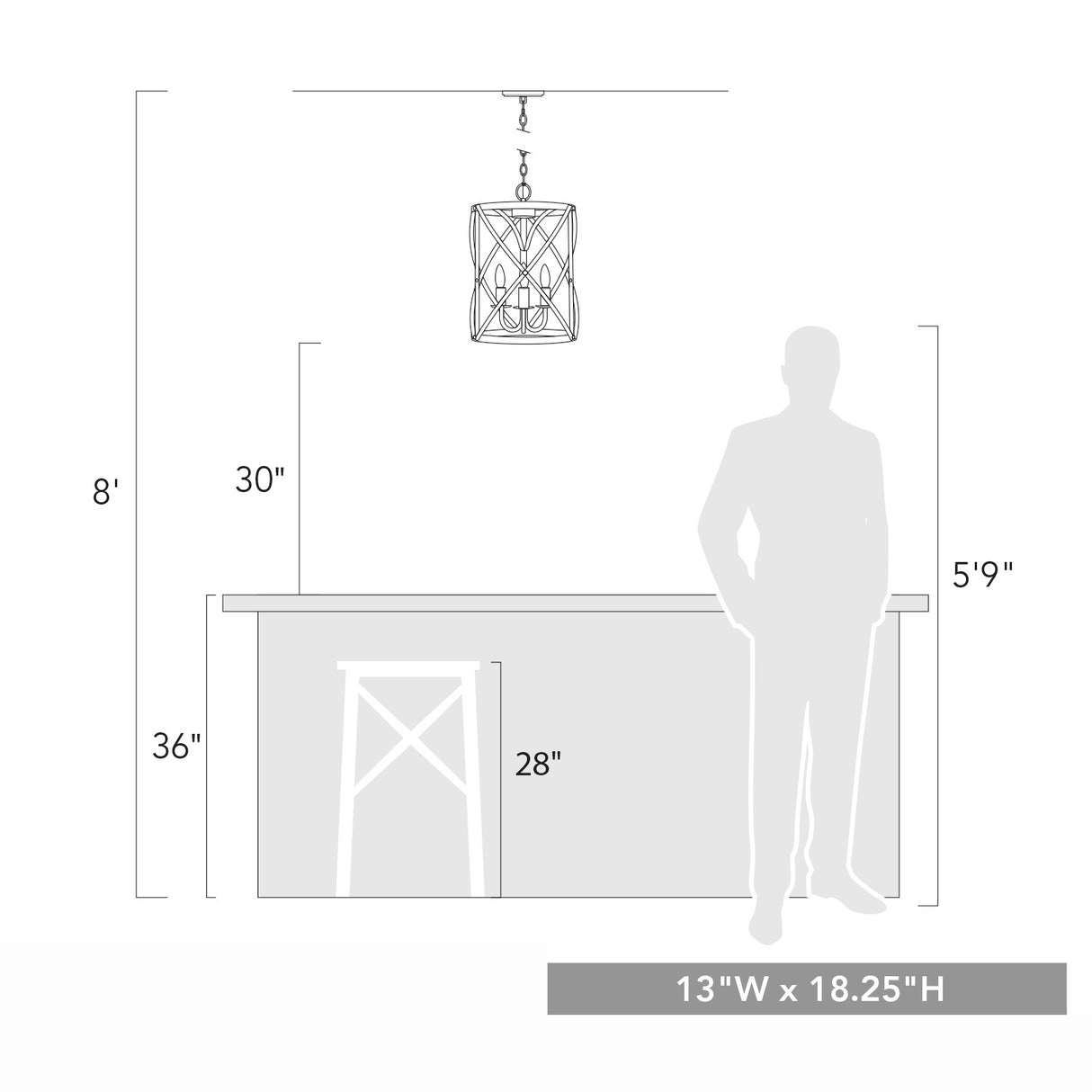Alcott 3-Light Pendant in Antique Ivory