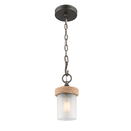 Chatham Mini Pendant in Gunmetal Bronze with Clear Sandblasted Glass