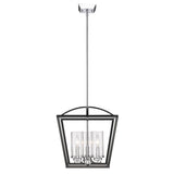 Mercer 3 Light Pendant in Matte Black with Chrome accents and Seeded Glass