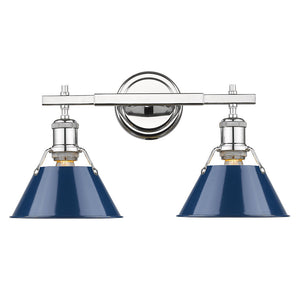 Orwell CH 2 Light Bath Vanity in Chrome with Navy Blue Shade