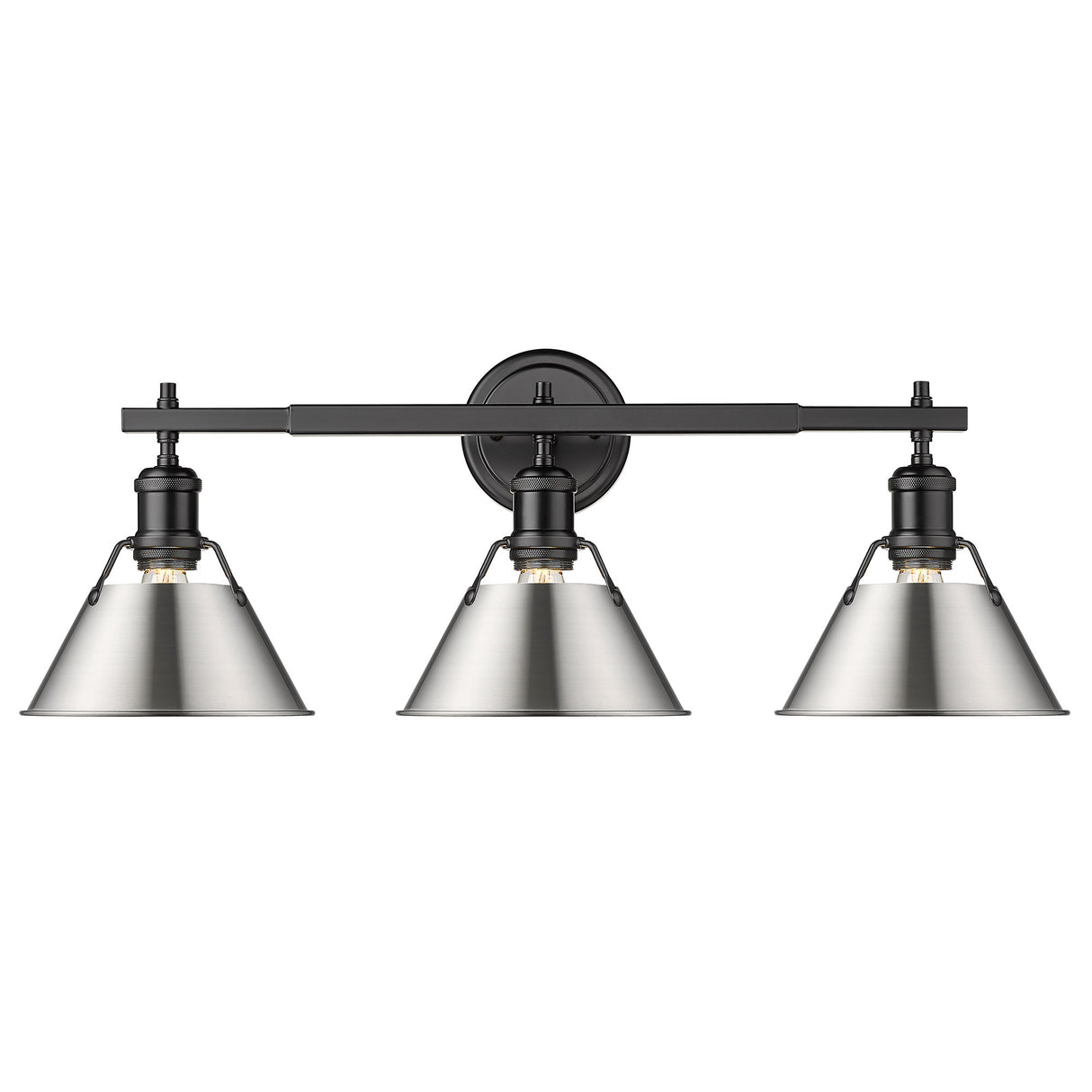 Orwell BLK 3 Light Bath Vanity in Matte Black with Pewter Shade