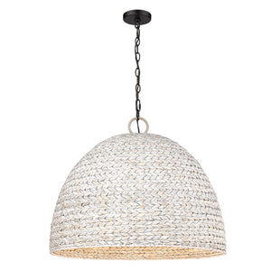 Rue 8 Light Pendant in Matte Black with Painted Sweet Grass Shade