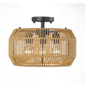 Marlee Matte Black 3 Light Semi-Flush