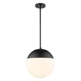 Dixon Pendant in Matte Black with Opal Glass and Matte Black Cap